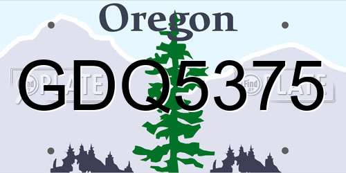 GDQ5375 Oregon License Plate
