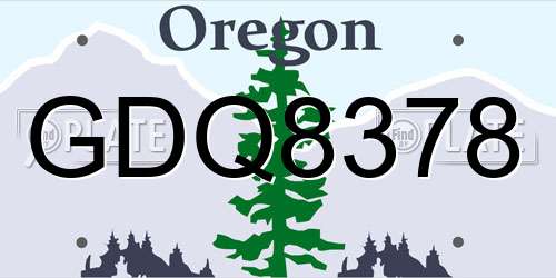 GDQ8378 Oregon License Plate