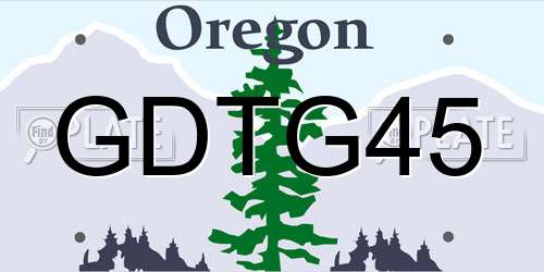 GDTG45 Oregon License Plate