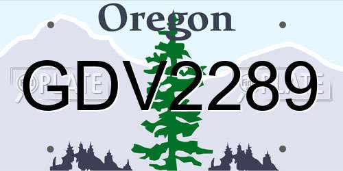 GDV2289 Oregon License Plate