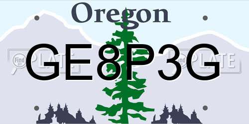 GE8P3G Oregon License Plate