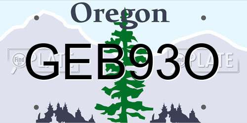 GEB93O Oregon License Plate