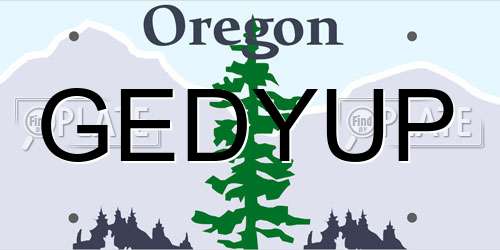 GEDYUP Oregon License Plate