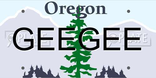 GEEGEE Oregon License Plate