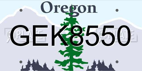 GEK8550 Oregon License Plate