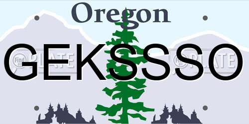 GEKSSSO Oregon License Plate