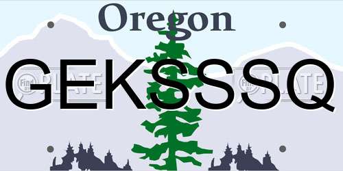 GEKSSSQ Oregon License Plate