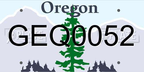 GEQ0052 Oregon License Plate