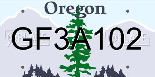 GF3A102 Oregon License Plate