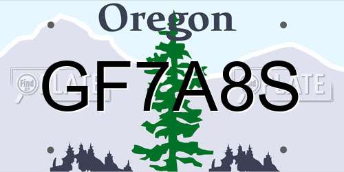 GF7A8S Oregon License Plate