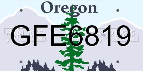 GFE6819 Oregon License Plate