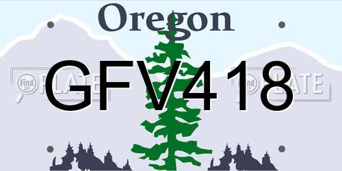 GFV418 Oregon License Plate