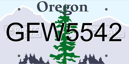 GFW5542 Oregon License Plate