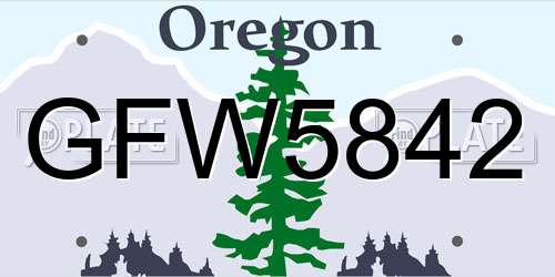 GFW5842 Oregon License Plate
