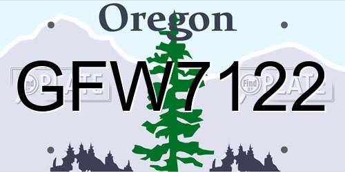 GFW7122 Oregon License Plate
