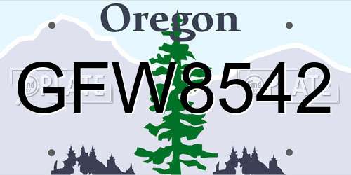 GFW8542 Oregon License Plate
