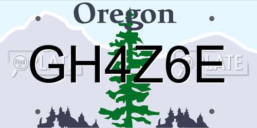 GH4Z6E Oregon License Plate