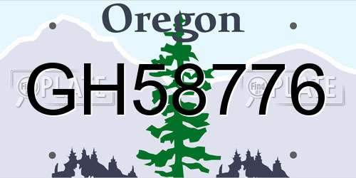 GH58776 Oregon License Plate