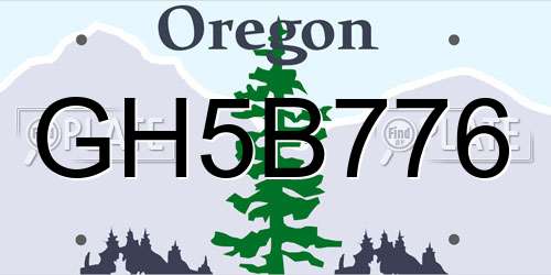 GH5B776 Oregon License Plate