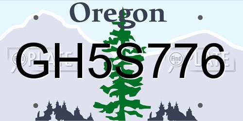 GH5S776 Oregon License Plate