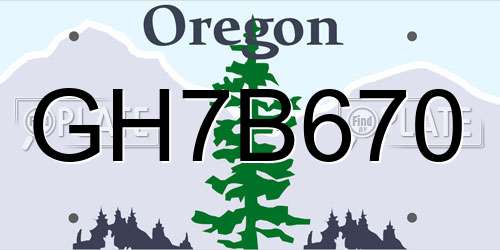 GH7B670 Oregon License Plate