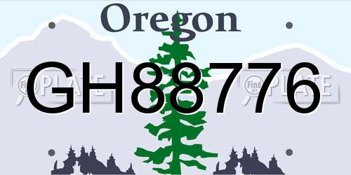 GH88776 Oregon License Plate