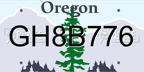 GH8B776 Oregon License Plate