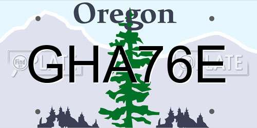 GHA76E Oregon License Plate
