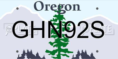 GHN92S Oregon License Plate
