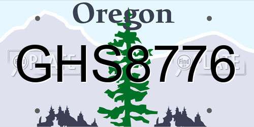 GHS8776 Oregon License Plate