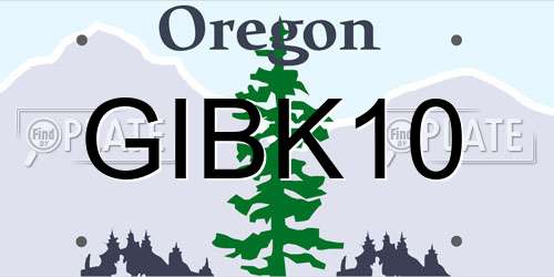 GIBK10 Oregon License Plate