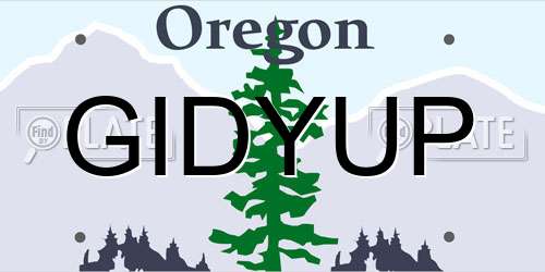 GIDYUP Oregon License Plate