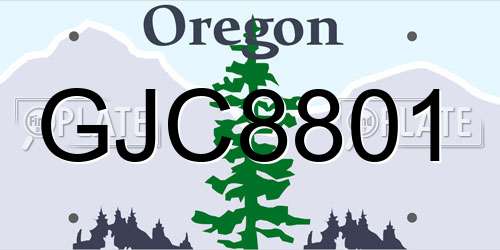 GJC8801 Oregon License Plate