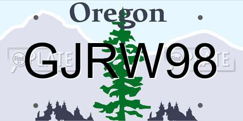GJRW98 Oregon License Plate