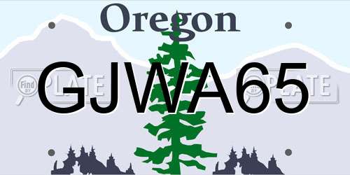 GJWA65 Oregon License Plate