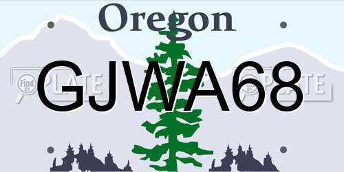 GJWA68 Oregon License Plate
