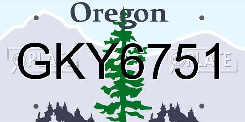GKY6751 Oregon License Plate