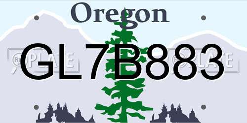 GL7B883 Oregon License Plate