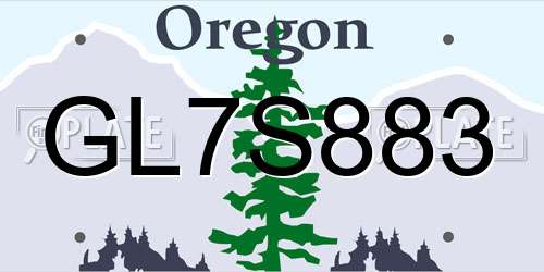 GL7S883 Oregon License Plate