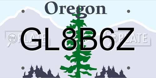 GL8B6Z Oregon License Plate