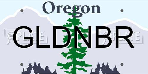 GLDNBR Oregon License Plate