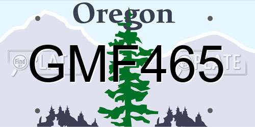 GMF465 Oregon License Plate