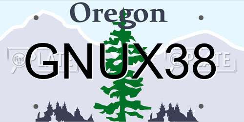 GNUX38 Oregon License Plate