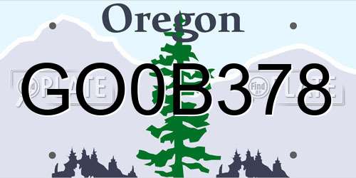 GO0B378 Oregon License Plate