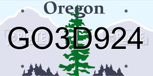 GO3D924 Oregon License Plate