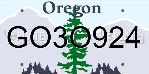 GO3O924 Oregon License Plate