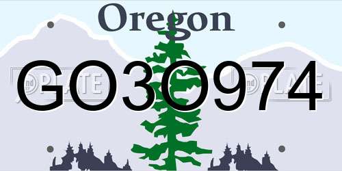 GO3O974 Oregon License Plate
