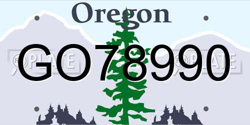GO78990 Oregon License Plate