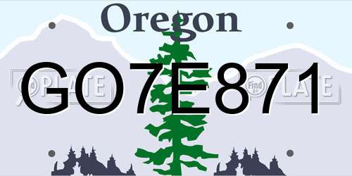 GO7E871 Oregon License Plate