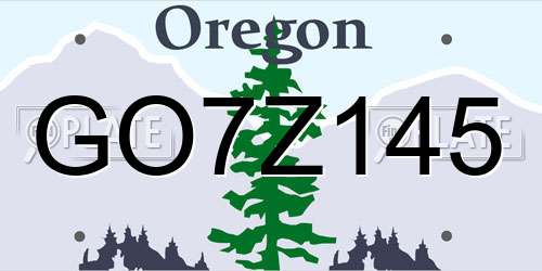 GO7Z145 Oregon License Plate